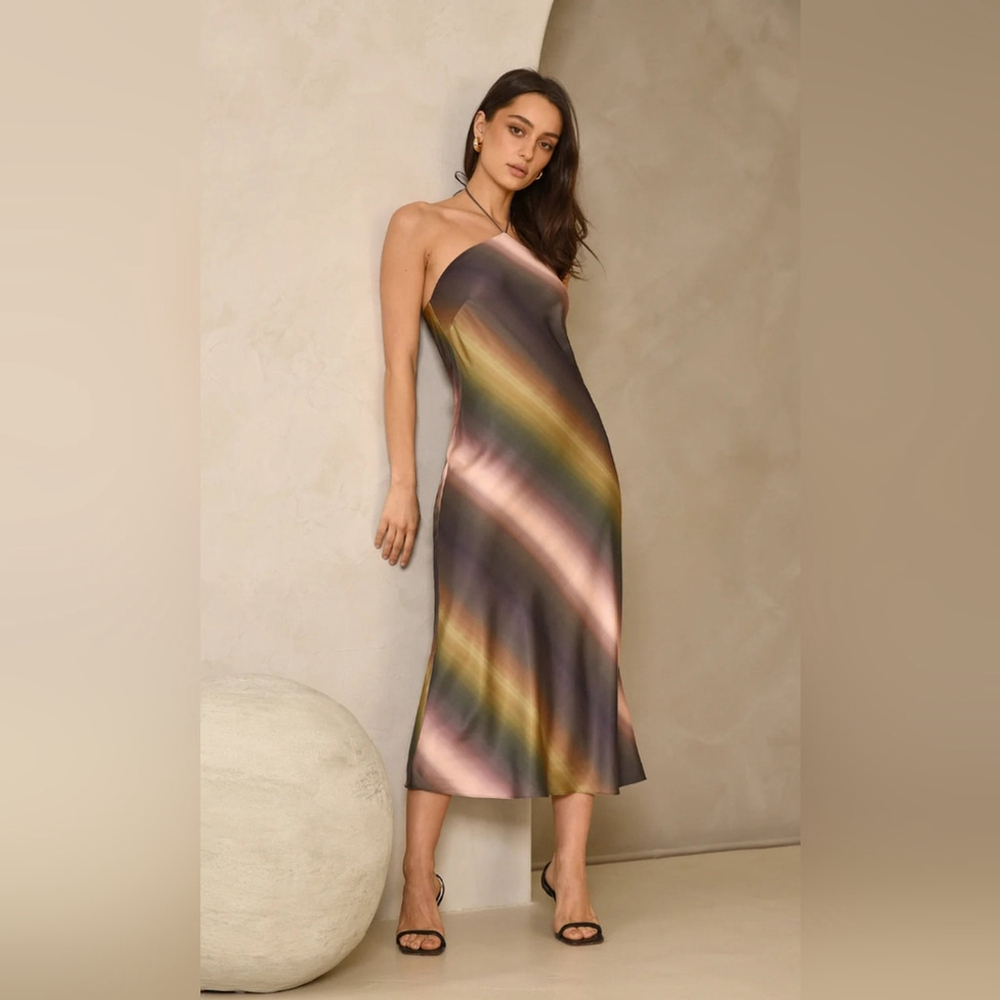 NWT $140 GREYLIN Yvonne Satin Dress Gradient Print Size Small Tiktok